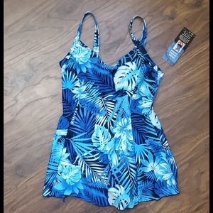 2 in 1 swimwear blue-white